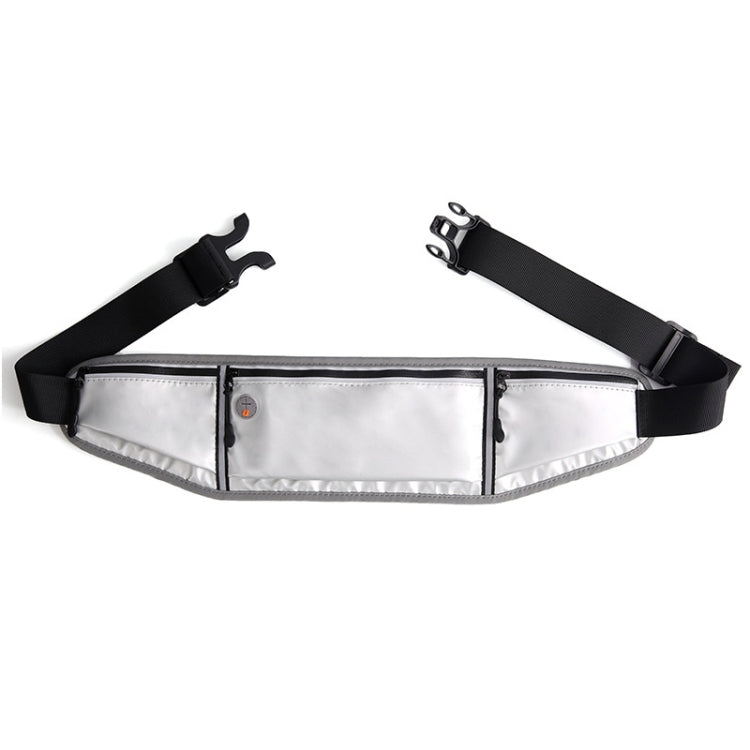 YSU ultra-thin waterproof waist bag, grey/silver with front zipper compartments and belt