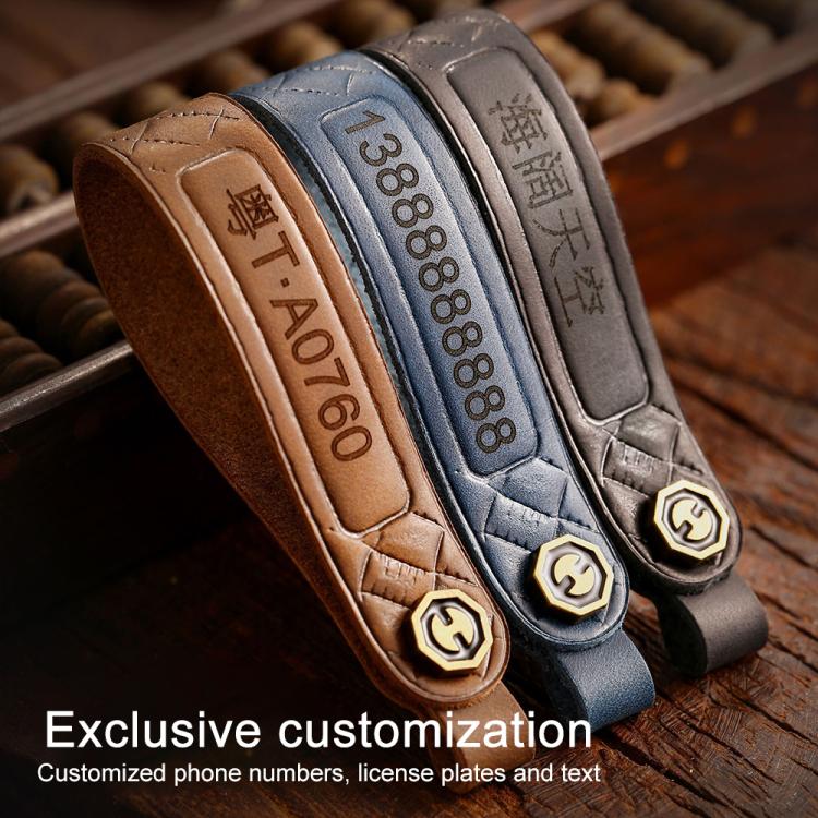 Leather key protection cover for Kia Carnival key fob with embossed numbers and logo