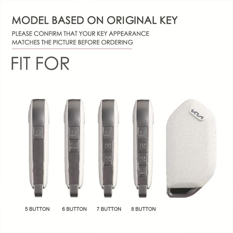 Key fob protection cover fit chart showing 5, 6, 7, 8 button shells, gray