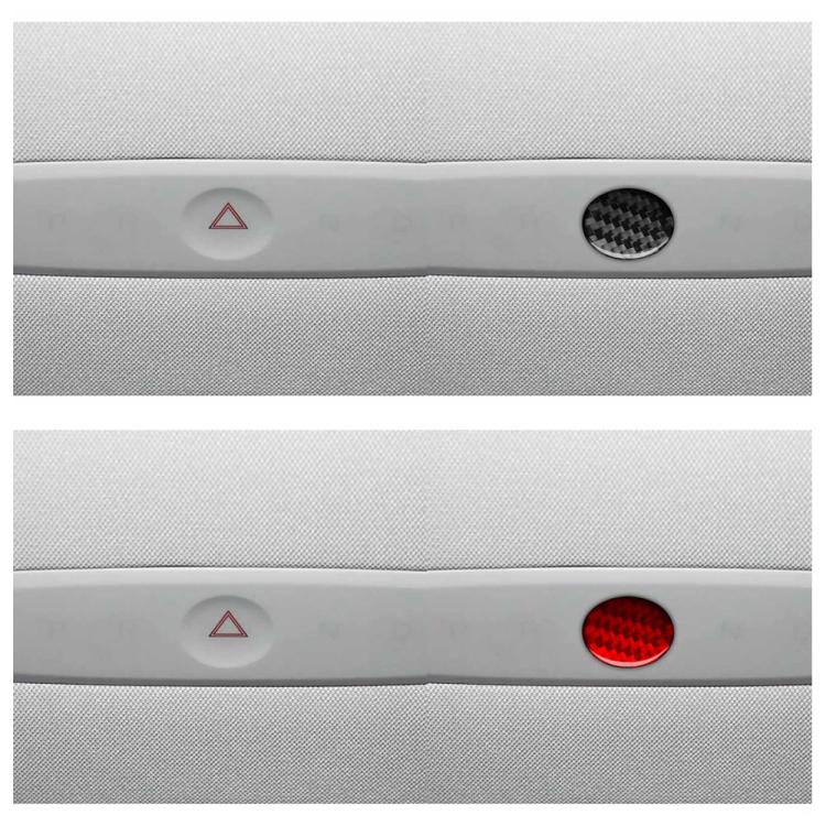 Emergency light button decorative stickers in black and red carbon fiber round discs