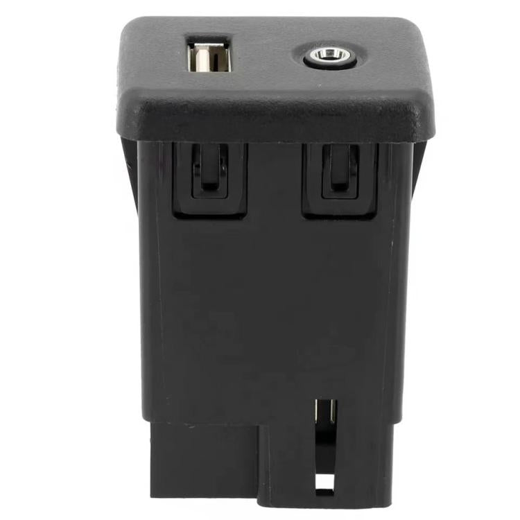 Black AUX and USB connector switch with dual rear connectors and USB output