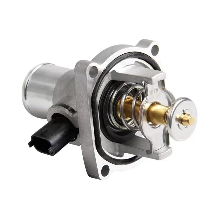 Car thermostat housing water pump outlet, silver flange with thermostat and electrical connector