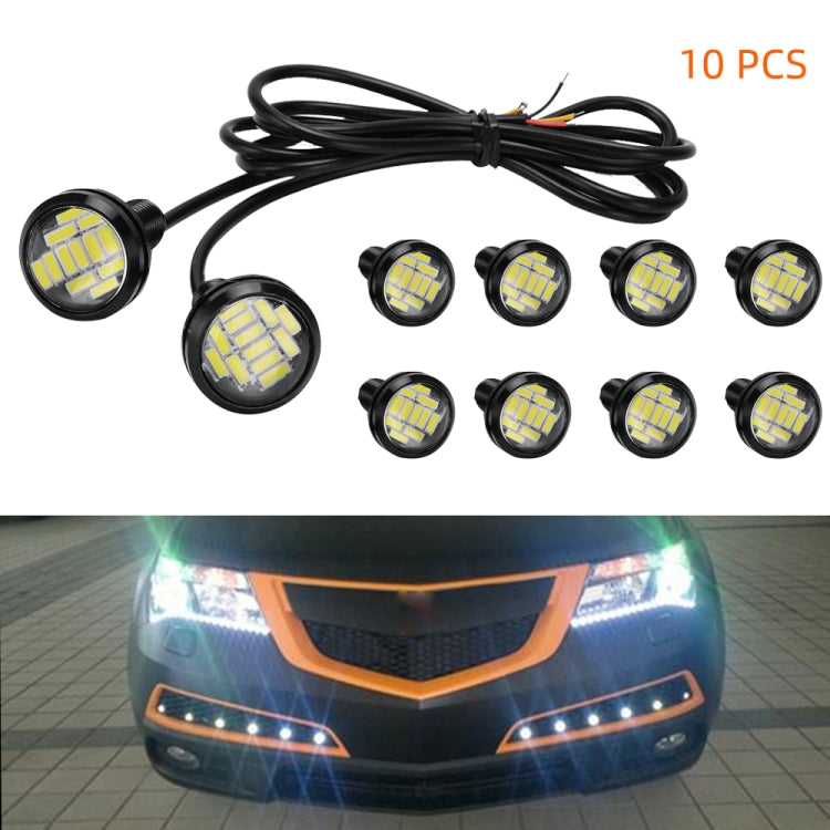 Set of 10 round 23mm eagle-eye LED lights with 12 SMD chips and black wiring