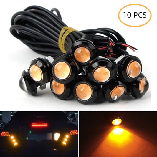 10 PCS 18mm 1.5W DC9-80V Motorcycle Eagle Eye Light Double Lens, 18mm Double Lens(Yellow Light), 18mm Double Lens(Red Light), 18mm Double Lens(White Light)