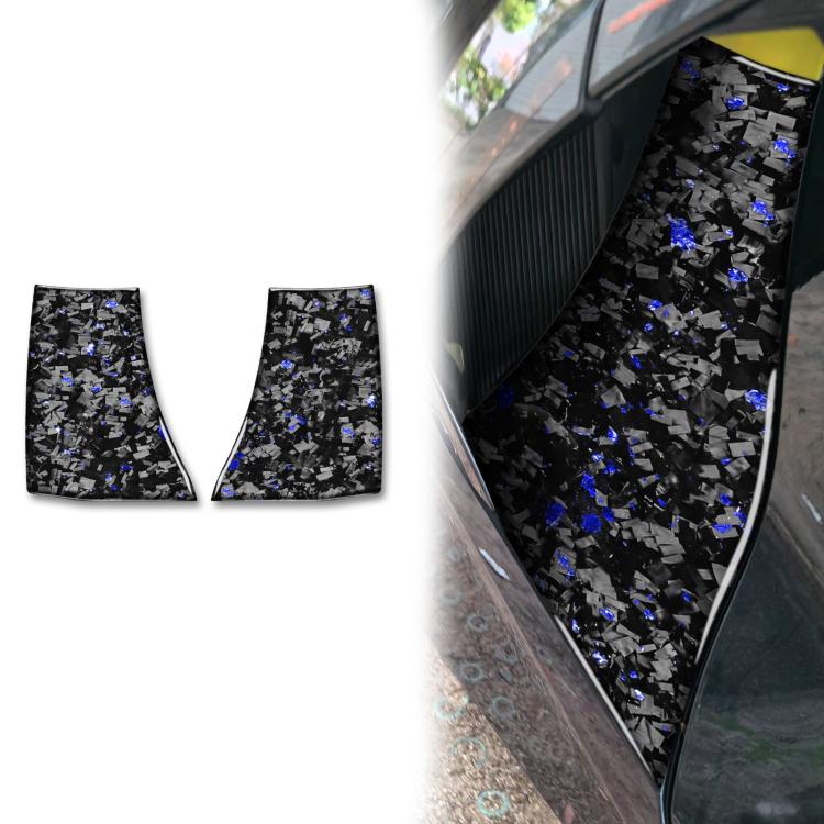 2-piece exhaust port decorative sticker set, black with blue foil shards (left/right)
