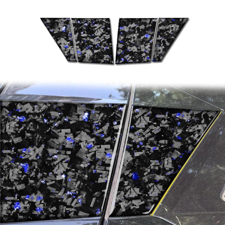 4-piece roof camera side decal set, black carbon-fiber look with blue foil pattern