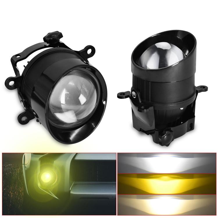 Dual-lens 3-inch fog lights with clear round lenses and black mounting ears