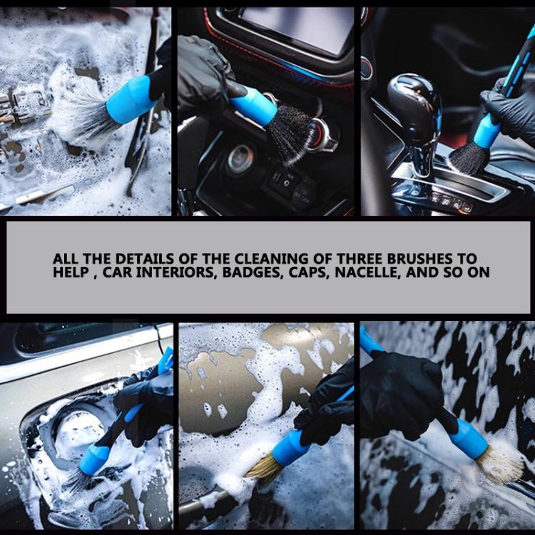 3pcs / Set Car Soft Bristle Cleaning Brush, with Elbow