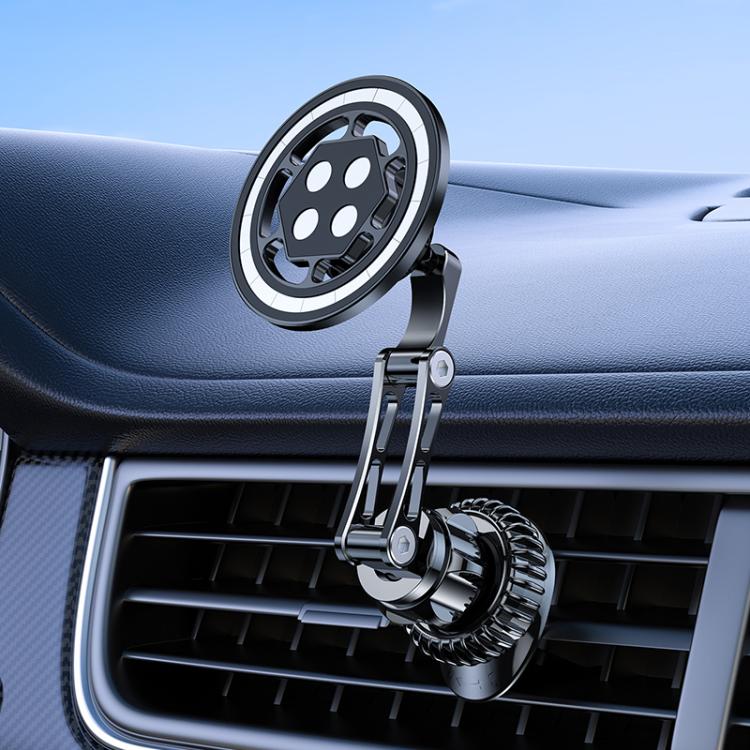 Universal MagSafe magnetic car phone holder base with round black magnet disc