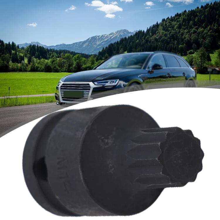 Black screw removal socket sleeve with wide collar and internal drive recess