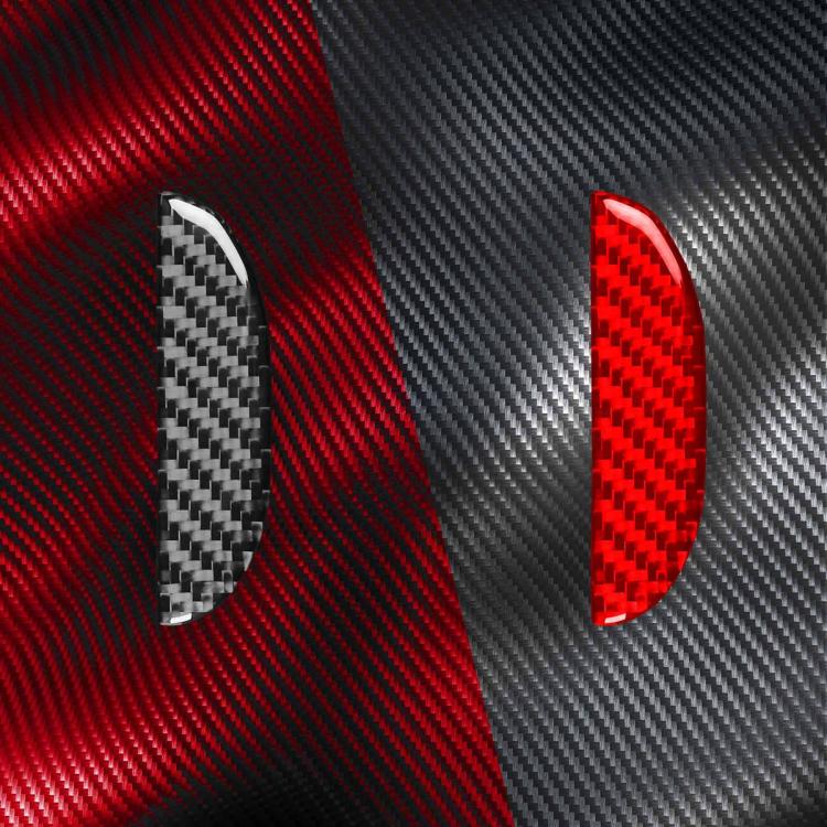 Pair of carbon fiber-look seat storage handle stickers, black and red