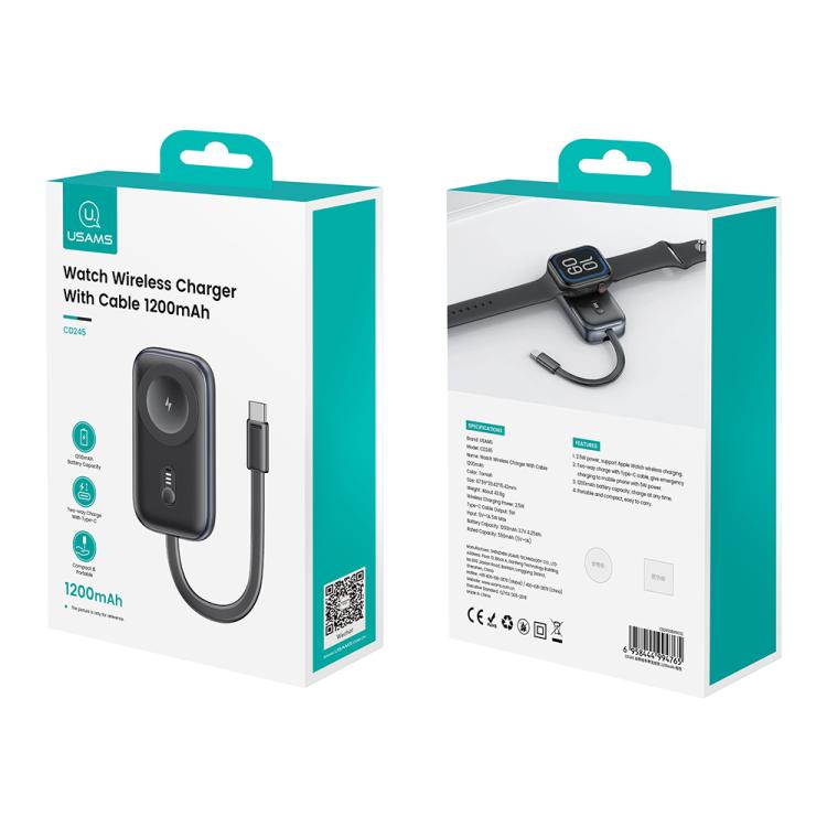 For Apple Watch Series USAMS CD245 1200mAh Portable Watch Wireless Charger with Cable, CD245