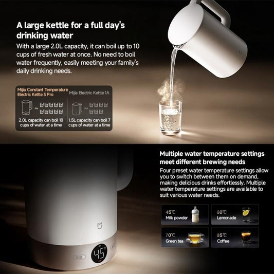 Original Xiaomi Mijia 2.0L 1800W Constant Temperature Electric Kettle 3 Pro, CN Plug