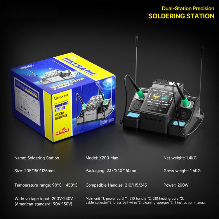 Dual-station precision soldering station with digital display and two pen irons