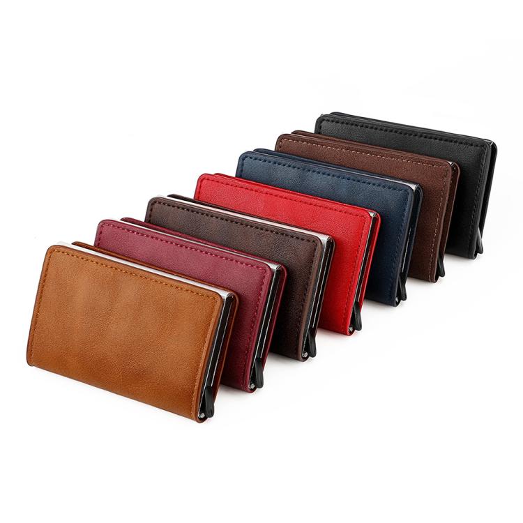 Assorted color leather RFID card holders, slim flip-style design