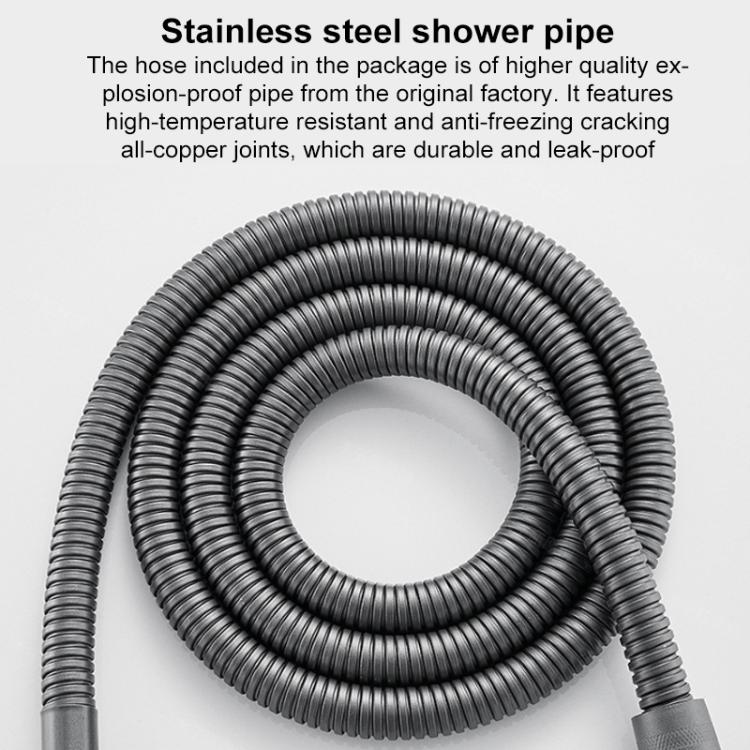 Coiled stainless steel shower hose pipe, dark gray, flexible braided look