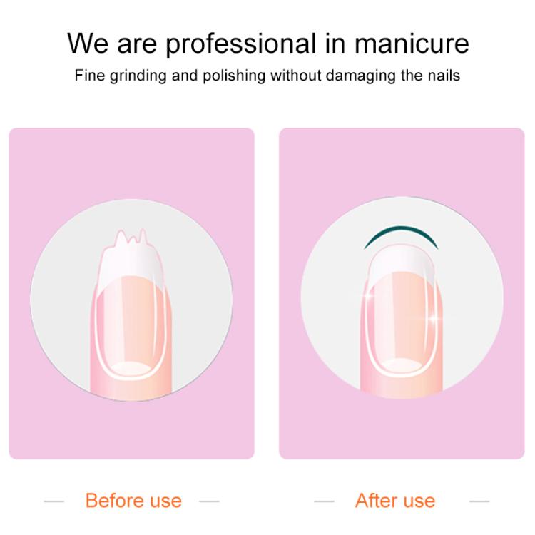 Nail polishing before-and-after diagram after sanding sponge use