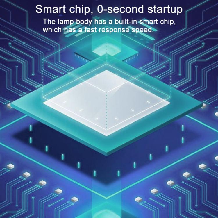 LED light chip module with glowing square center on circuit board