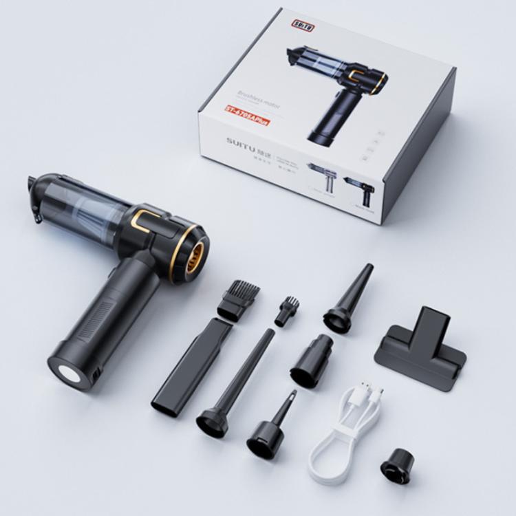 SUITU Handheld Blow Suction Combo Removable Battery Car Vacuum Cleaner, One Touch Dustbin Emptying, Extended Dustbin
