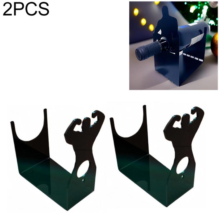 Two-piece set of black acrylic desktop wine racks with woman silhouette bottle holders