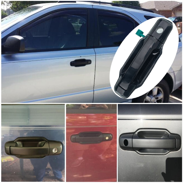 Installed exterior right front door handle on a silver car door