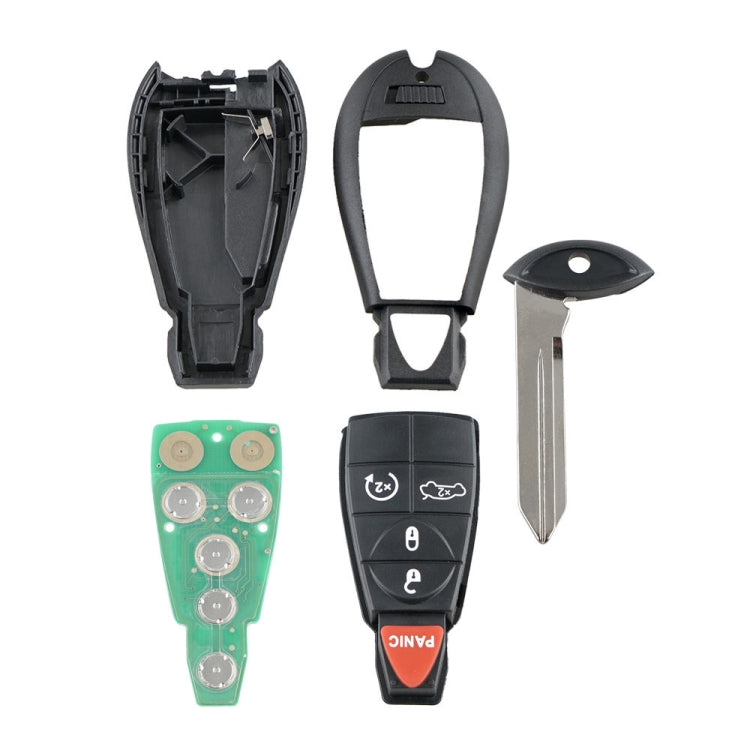 Key fob shell case kit with inner parts, circuit board, and metal key blade, black