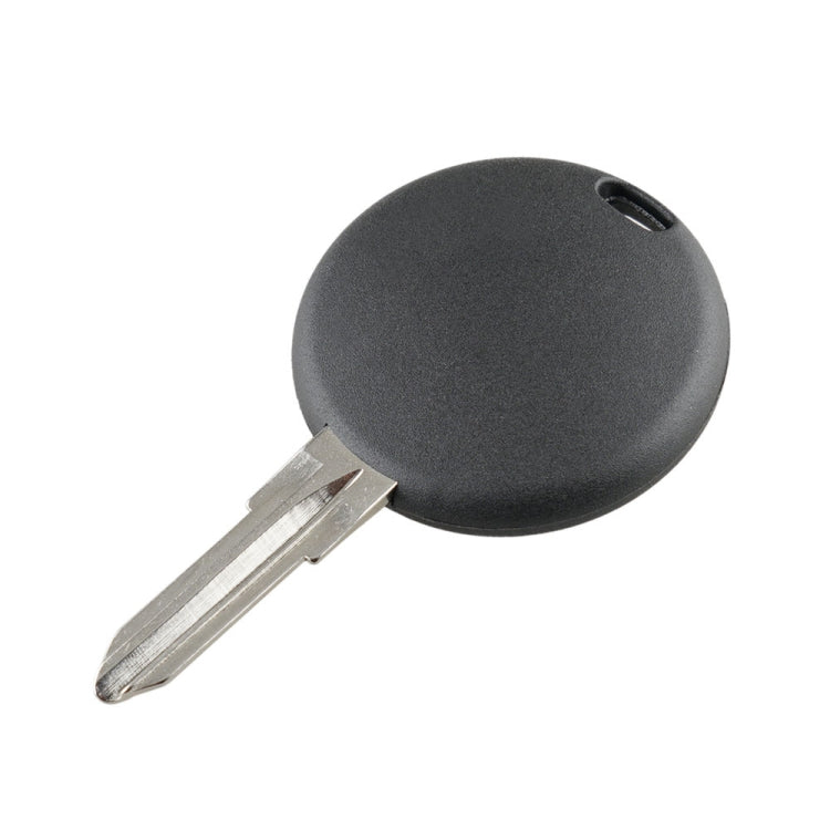 3-button car key fob with metal key blade, viewed from the side