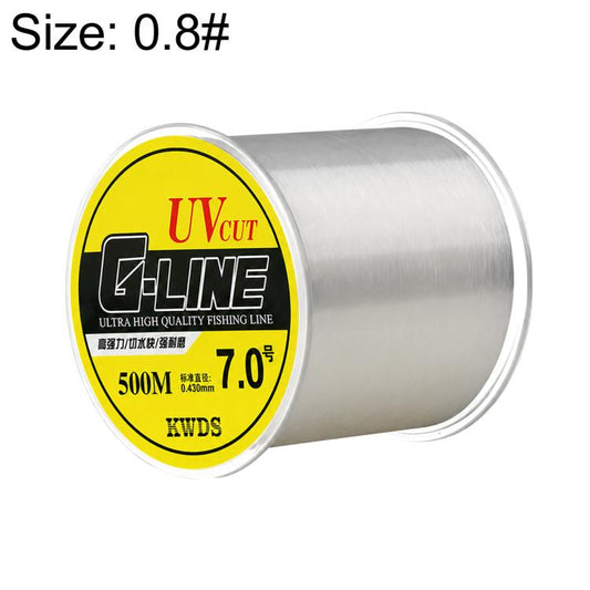 High-strength nylon monofilament fishing line spool, size 0.8, silver line