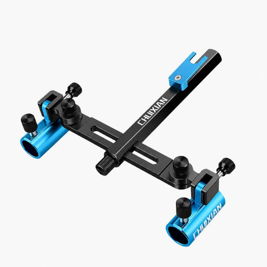 Blue dual fishing rod holder with adjustable double bracket and two clamp sleeves