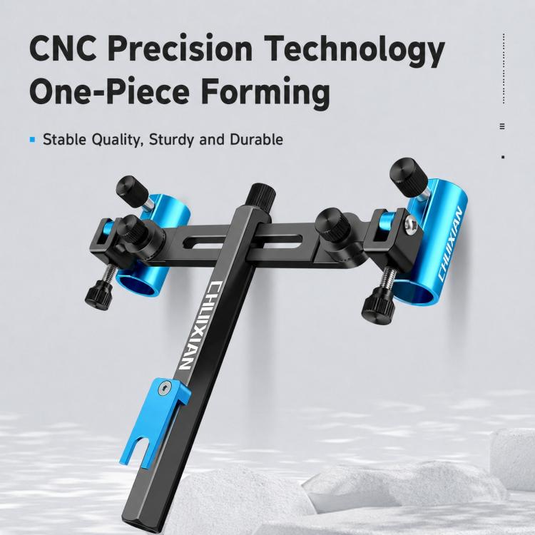 Blue and black dual fishing rod holder bracket with two mounting arms