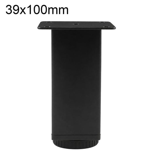 Black square height-adjustable furniture support leg, 39x100mm