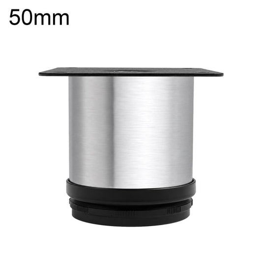 Brushed stainless steel furniture support leg, 50mm height, black rubber base