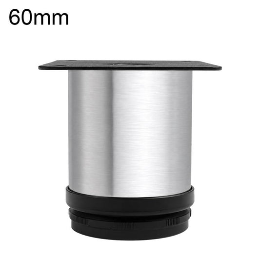 Brushed stainless steel furniture support leg, 60mm height, black rubber base