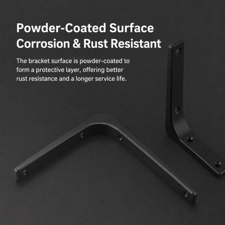 Powder-coated black L-shaped wall bracket with corrosion-resistant finish