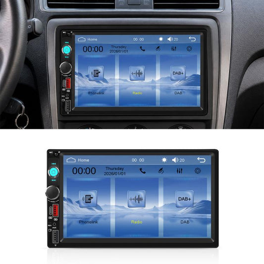 Universal 7 inch Dual-DIN Car MP5 Player Center Console Display with CarPlay & Android Auto Function, Standard, with Reversing Camera + Frame