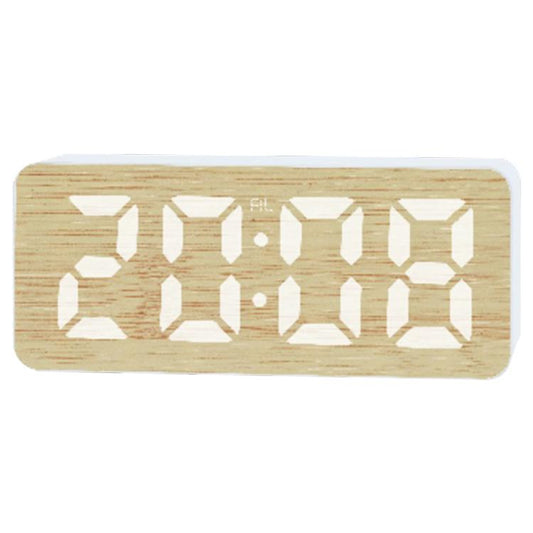 DS-5821L Multifunctional Bamboo Texture Smart LED Digital Display Electronic Alarm Clock