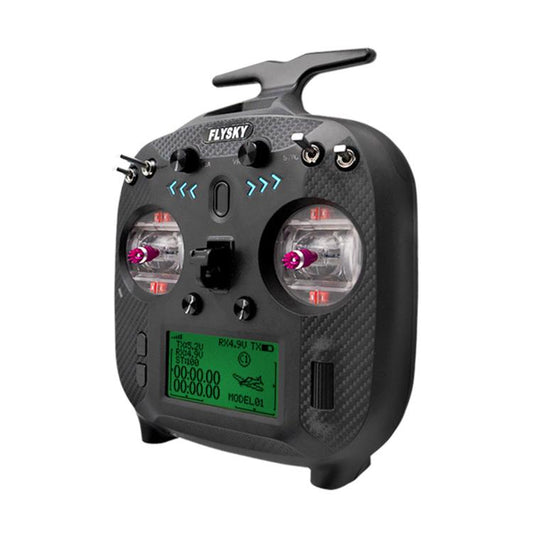 FlySky FS-ST8 2.4G 8CH RC transmitter angled view with LCD screen