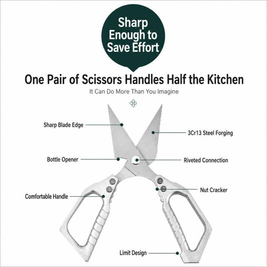 LsCook kitchen poultry scissors, stainless steel blades and riveted handle frame