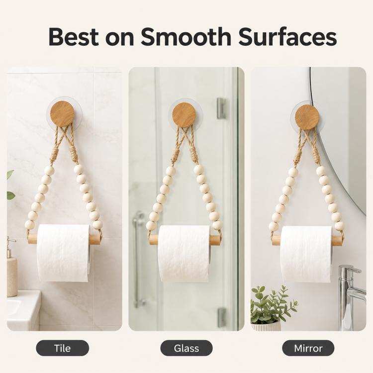 Wooden Beaded Toilet Paper Holder / Towel Rack