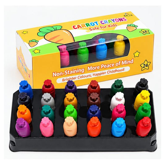 Carrot Plastic Washable Color Crayons Oil Pastels, 12 Colors, 24 Colors, 36 Colors