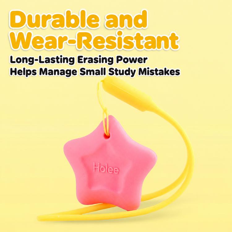Holee Y-1021 4 PCS/Box Anti-Loss Design Star-Shaped Erasers with Lanyard
