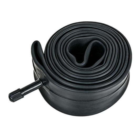 Black bicycle inner tube coil with AV valve stem