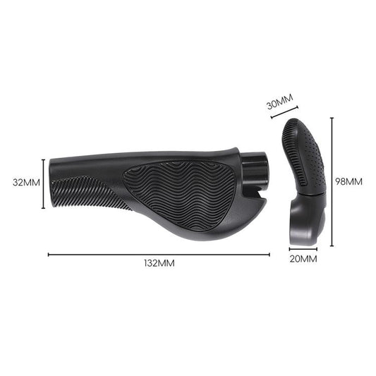 Black adjustable bar end grips, 132mm length, 98mm end height