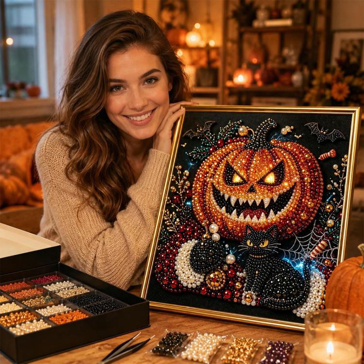 Dark Halloween Diamond Painting Kit, 20cm Frameless, 30cm Frameless, 20cm With Frame, 30cm With Frame
