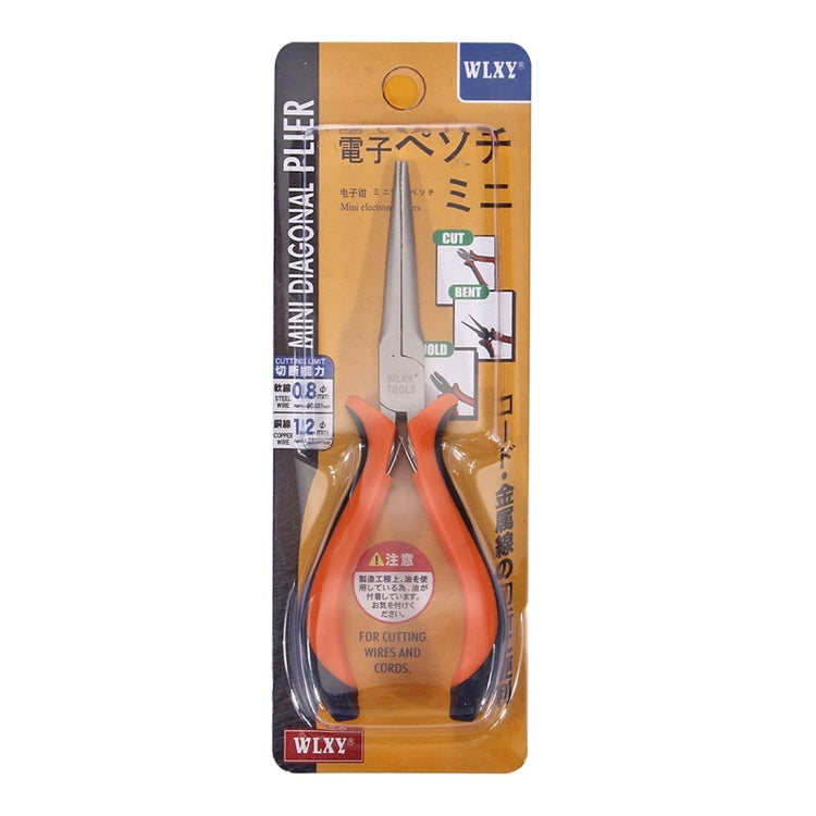 WLXY mini electronic needle-nose pliers blister package with orange-black tool