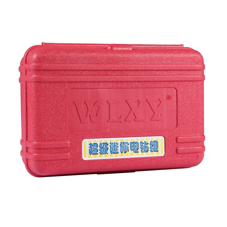 Red hard carrying case with WLXY logo for mini electric grinder kit