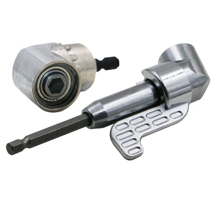 Metal right angle drill bit extension adaptor with 7mm hex socket and long bar