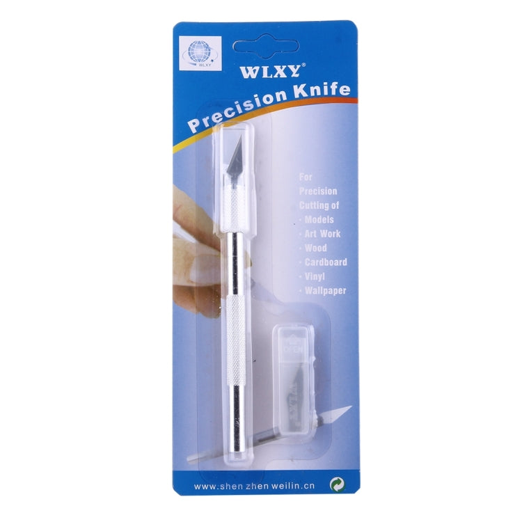 WLXY Precision Knife blister pack showing metal carving blade and spare tip