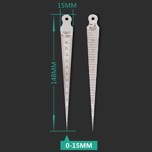 Wedge Feeler Gap 1-15mm Thick Stainless Steel Ruler Inspection Taper Gauge Metric Imperial Measure Tool, 1-15mm Thick Metric Imperial
