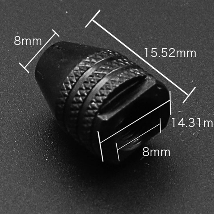 Three-jaw chuck with textured grip and labeled measurements, short 8mm size